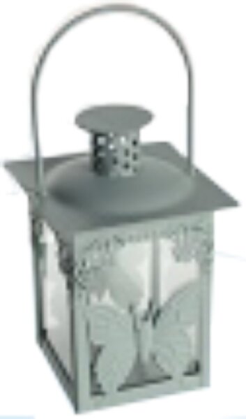 Accentra Metall-Laterne mit Schmetterlingsdeko, 4-farbig sortiert (wei&szlig;, pink, grau oder gr&uuml;n) 1 Stk.