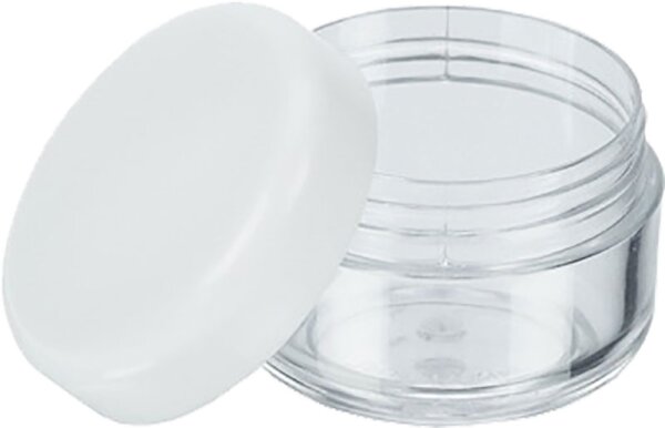 Fantasia Kosmetik-Dose, Kunststoff, wei&szlig;er Deckel, f&uuml;r 6 ml, &Oslash; 2,9 cm, H&ouml;he: 2 cm